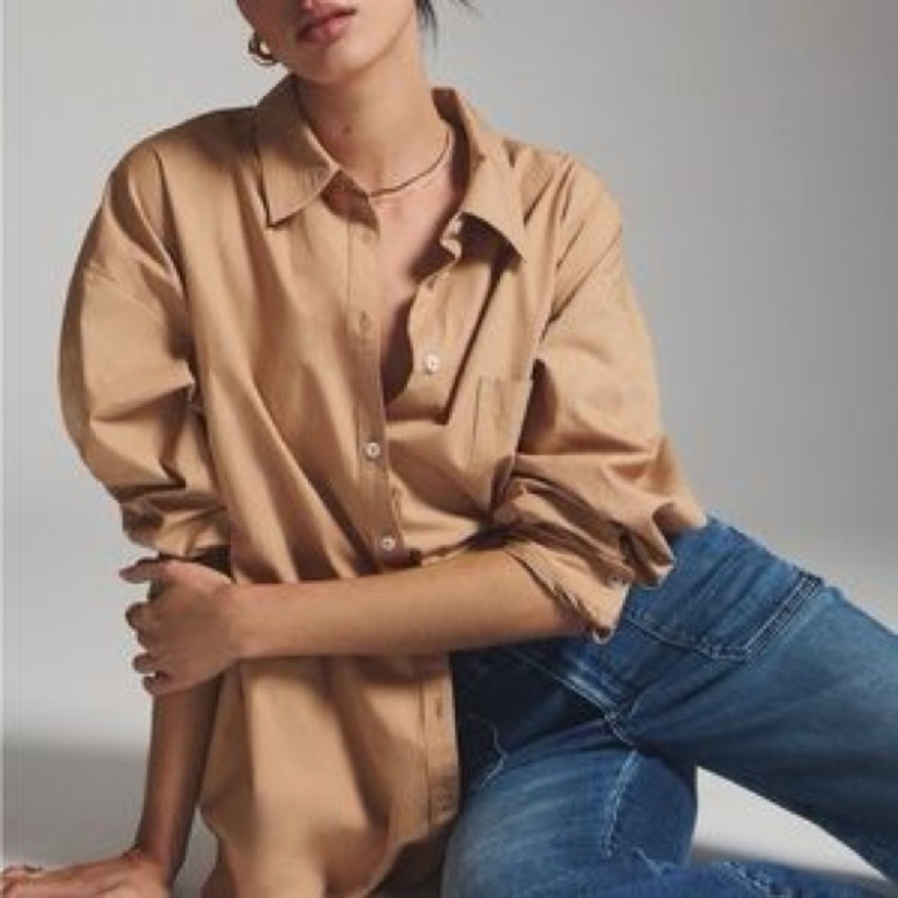 Maeve Tan Button Down Shirt